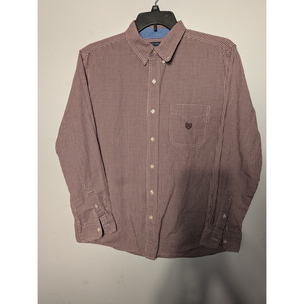 Chaps easy Care Long Sleeve Dress Shirt Plaid Button Up Size Large